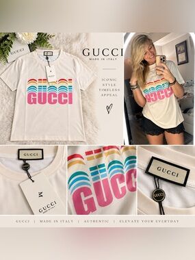 Unlisted White Short Sleeve Tee with Pink Logo and Multicolor Arches